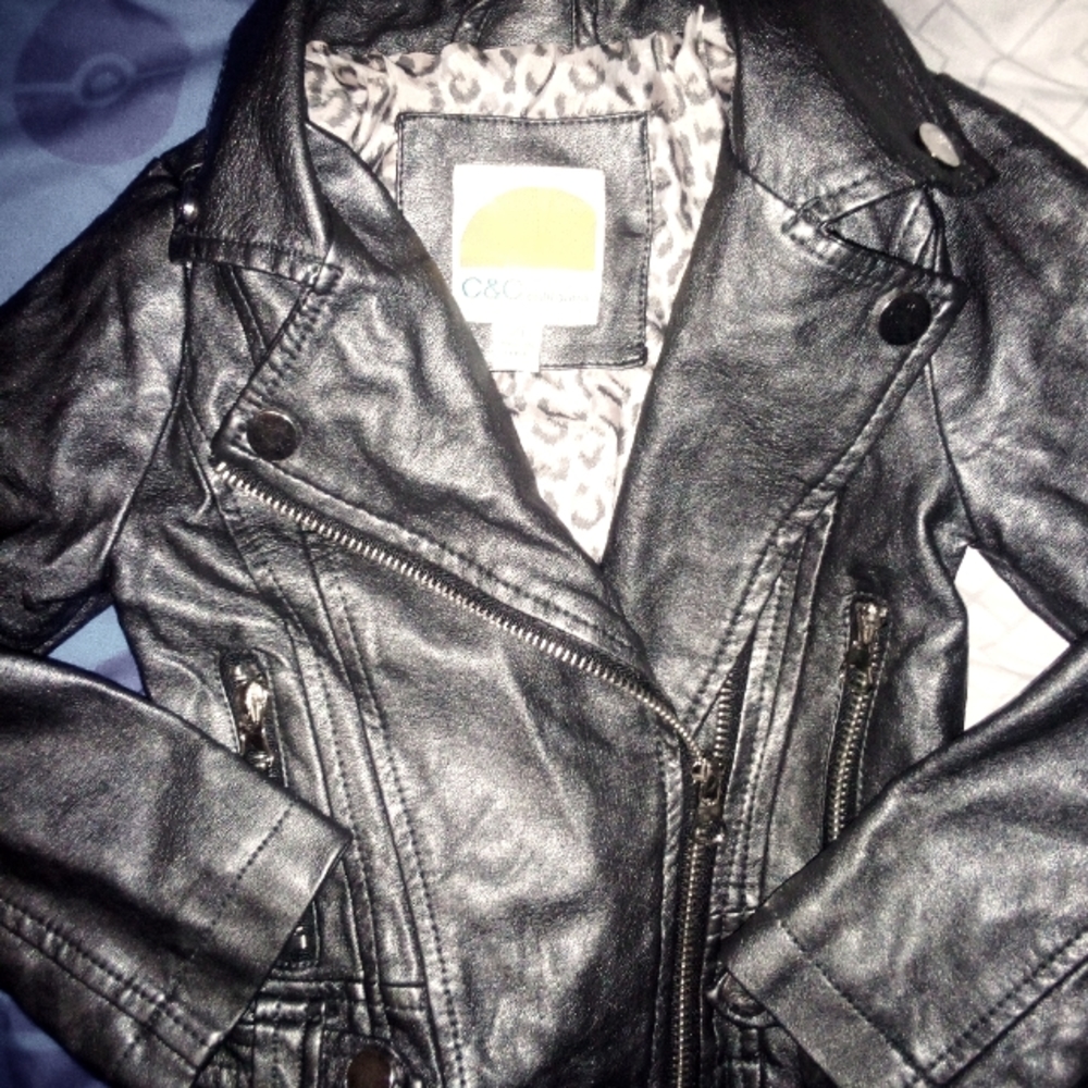 C&C California girls leather motorcycle jacket size 2T